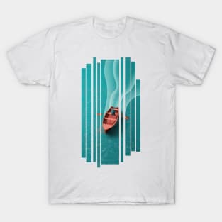 Solitary man rowing a boat T-Shirt